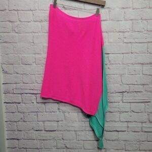 Lilly Pulitzer Colorblock Kinnon Sweater Wrap OS Pink Teal Knit Boho Resort‎